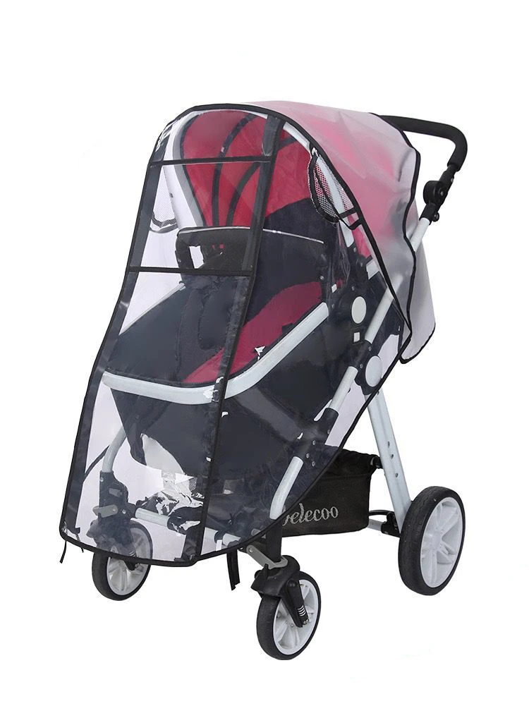Baby Stroller Rain Cover Universal Transparent Pushchair Shield Dust-Proof Wind-Proof Insect-Proof With Zipper Window 