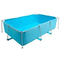 Piscine hors sol à structure métallique, 3 x 2 x 0,76 m, grande piscine familiale rectangulaire en PVC, structure en acier, capacité d'eau 3959 L, avec système de drainage à débit contrôlé, pour extérieur, bleu 2