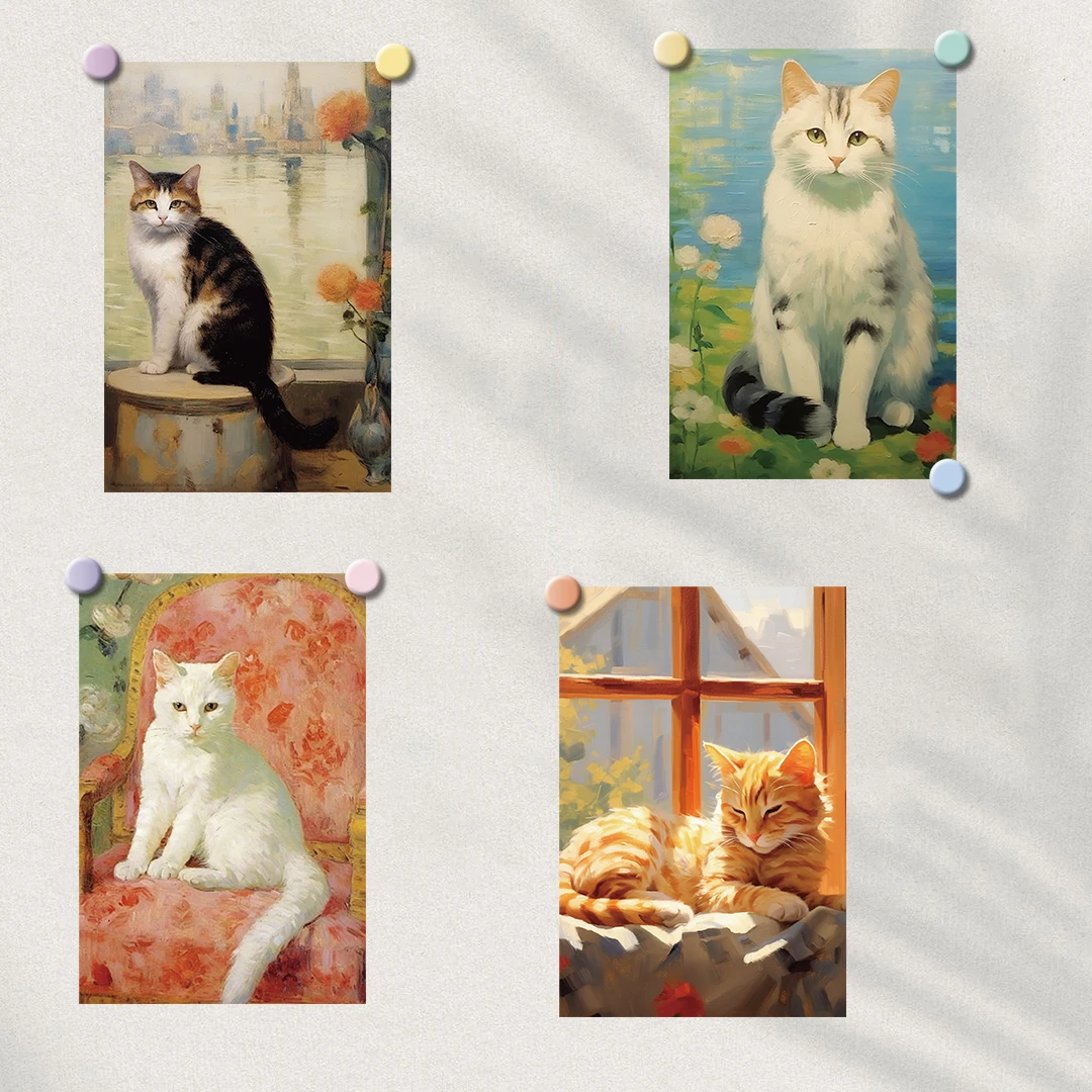 10 PCS French Chic Print Poster Sticker Bar Gift Coffee Skateboard For Living Cartoon Kids Decor Room Card Wall Bar Painting