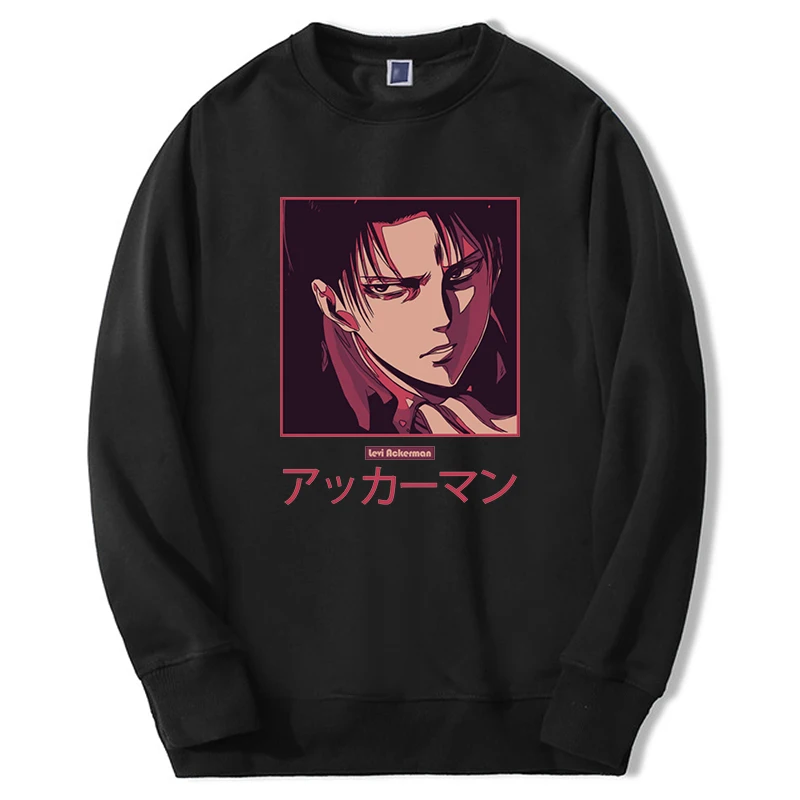 

Attack On Titan Anime Hoodie Men Women Levi Ackerman Graphic Harajuku Sweatshirt Round Neck Clothes Manga Eyes Streetwear