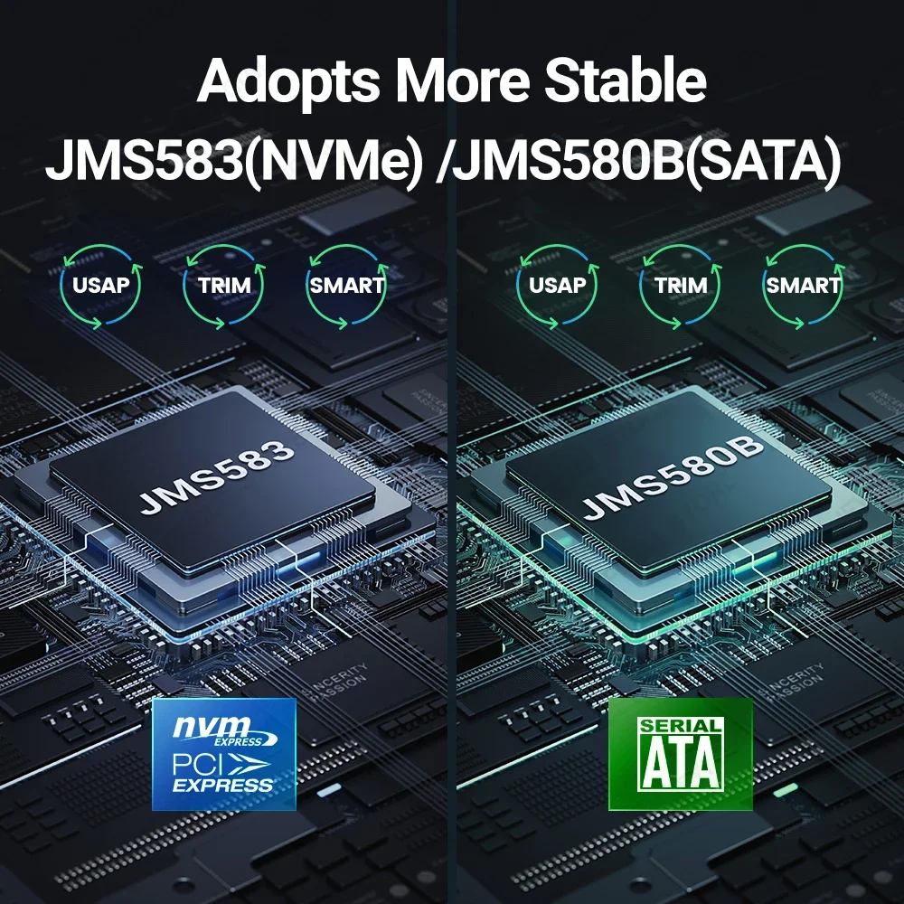 SSD Enclosure M.2 NVMe SATA SSD Enclosure USB 3.2 Gen 2 10Gbps or 6Gbps External Aluminum M.2 Case
