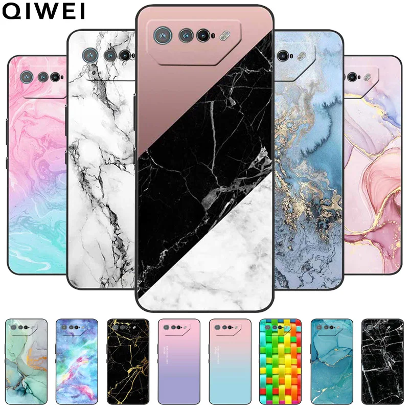Cover Morbida Per Asus Rog Phone 7 Ultimate Case Tpu Silicone Custodie Verniciate In Marmo Per Asus Rog 7 Ultimate 5G Conchiglie Rog7 Ultimate