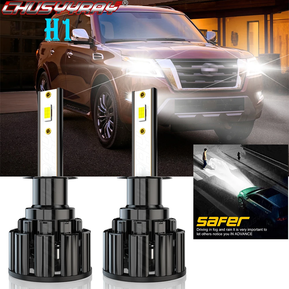 

CHUSYYRAY H1 LED Headlight Lamp Bulbs Compatible For Nissan Altima 2002-2004 And 6000K 12000LM Minisize Super Bright luzes