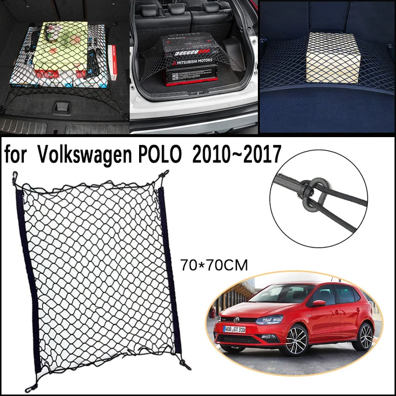 Auto Stamm Netzwerk Mesh Für Volkswagen Vw Polo 6R 6C 2010 ~ 2017 Feste Haken Elastische Lagerung Cargo Net Organisieren Auto Zubehör