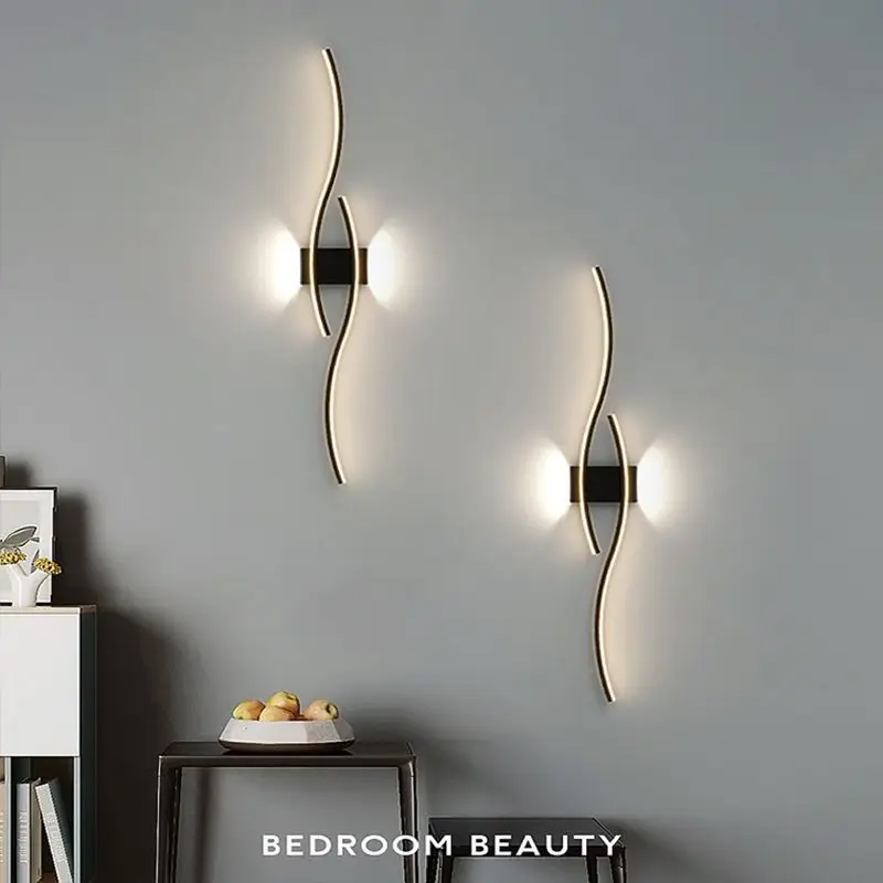 LED hyperbolic wall lamp, modern living room, dining room, bedroom, bedside, aisle, background wall lamp, home lighting fixture