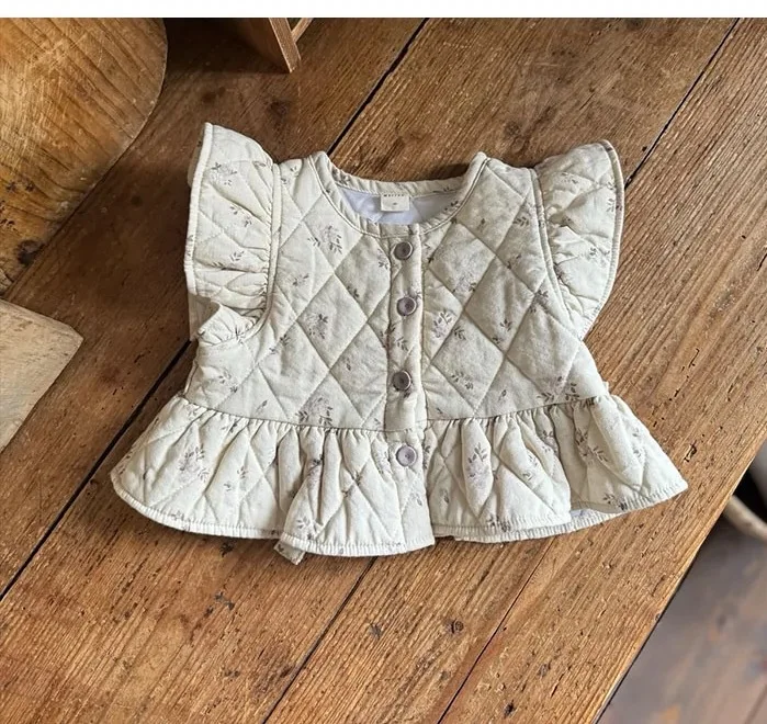 2025 Autumn New Baby Girl Sleeveless Floral Vest Coat Infant Thick Warm Vest Kids Girls Clothes Set Toddler Girl Cotton Jacket