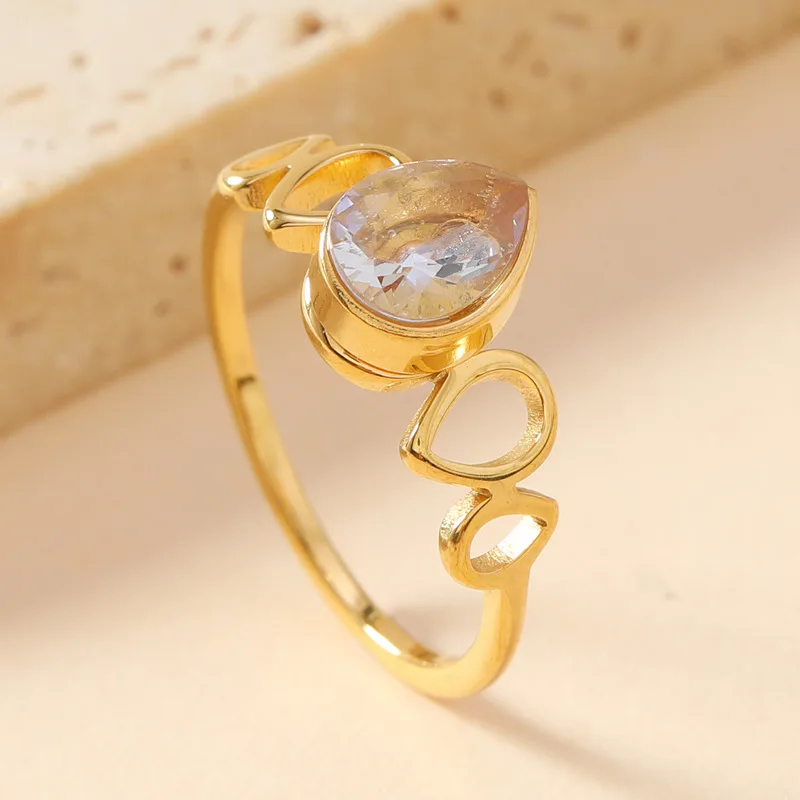 Stainless Steel Stone Ring for Women Simple Style Female Fashion Finger Jewelry Accessories womens ring,jewelry rings,ring jewelry