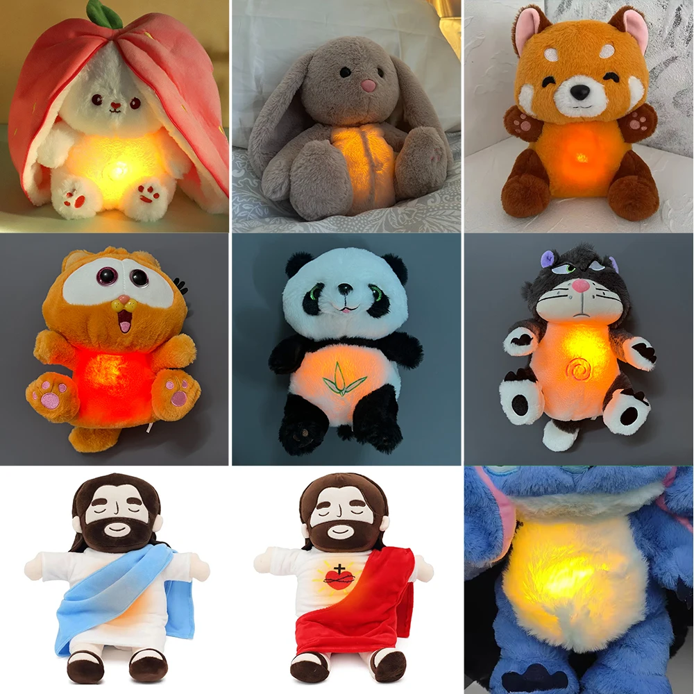 15.75inch Soothing Jesus Plush Toy Breathing Jesus Comforting Stuffed Doll Snuggle Anxiety Relief Calming Rhythm Christmas Gifts