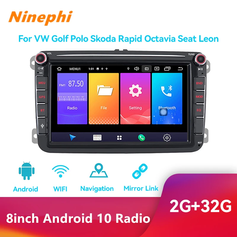 

Android 10 For VW Volkswagen Golf Polo skoda rapid octavia Radio Tiguan Passat b7 2 Din Car Multimedia Player GPS Car Audio 12V