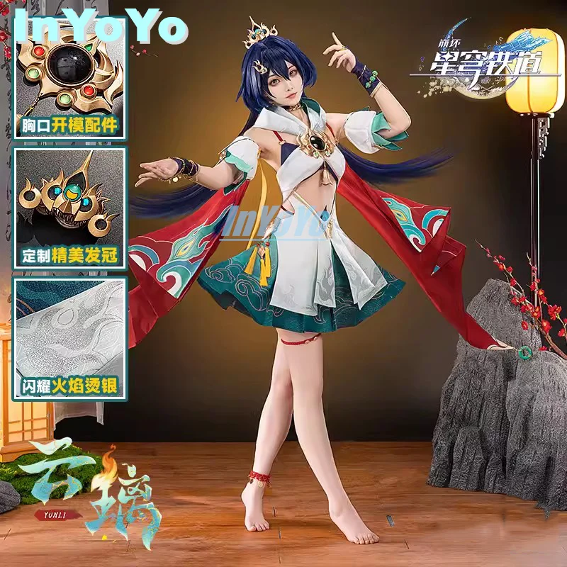 

Костюм для косплея InYoYo Yunli Honkai: Star Rail, игровой костюм, прекрасное платье, Униформа, наряд для Хэллоуина, женская одежда для ролевых игр