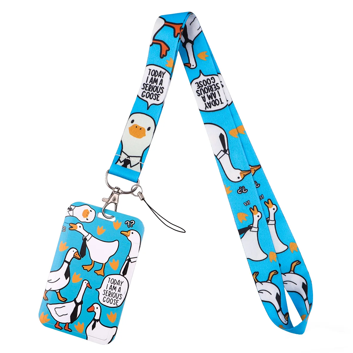 Floral Cartoon Cat Lanyard with ID Card Holder - Stylish Neck Strap