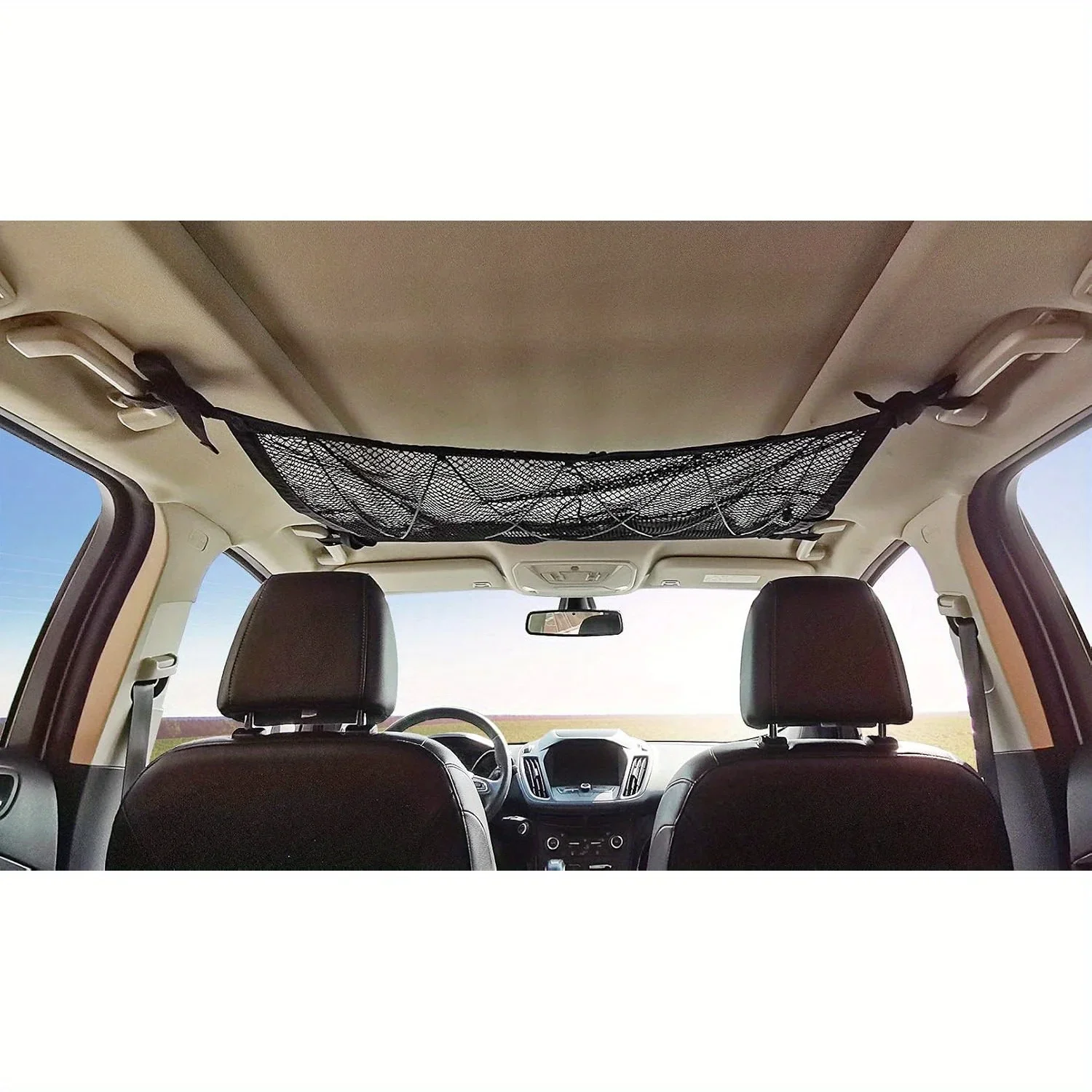 New-Car Ceiling Storage Net Pocket Roof Interior Cargo Net Bag Car Trunk Storage Pouch Sundries Storage Organizer Black