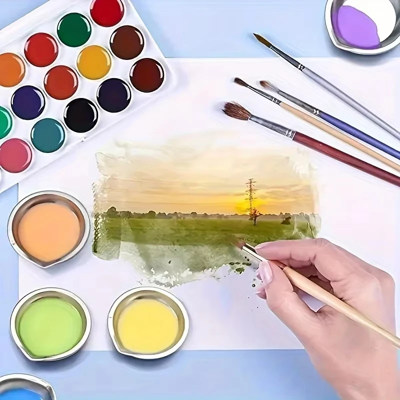 6/12 stücke Edelstahl Malerei Farbe Schalen Gericht Einfach Zu Gießen Mund Farbe Farbe Grading Tablett Für Pigment Kosmetik Zubehör – Detail 5