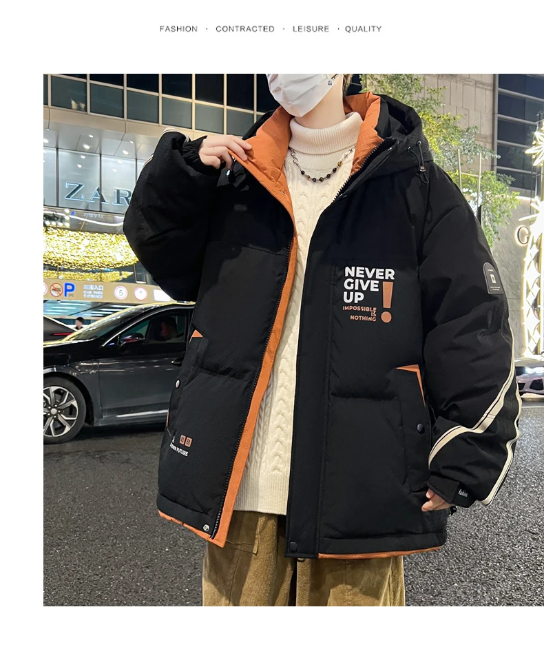 Lässige Herren-Jacken mit Kapuze, Baumwolle, gefüttert, 2025, Winter, hochwertige, verdickte Mäntel, Jugend, Streetwear, winddicht, warme Tops, Kleidung – Detail 10