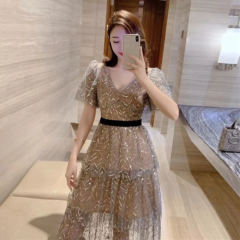 

WTIANYUW, модное летнее Новое Женское платье средней длины, модель 2022 года, высококачественные длинные платья с V-образным вырезом