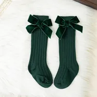 Autumn Winter Baby Girls Bowknot Knee High Socks Toddler Tube Princess Sock For Kids Knitted Socken Leg Warmer 0-8Years 6