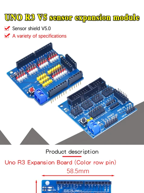 V5 Sensor Shield Expansion Board – Compatible With V5.0 Electric Modules & Development Boards