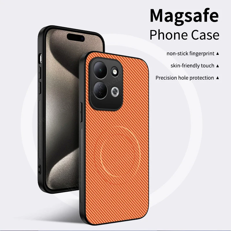 Carbon Fiber PU Leather Magnetic Soft TPU Protective Phone Case Cover