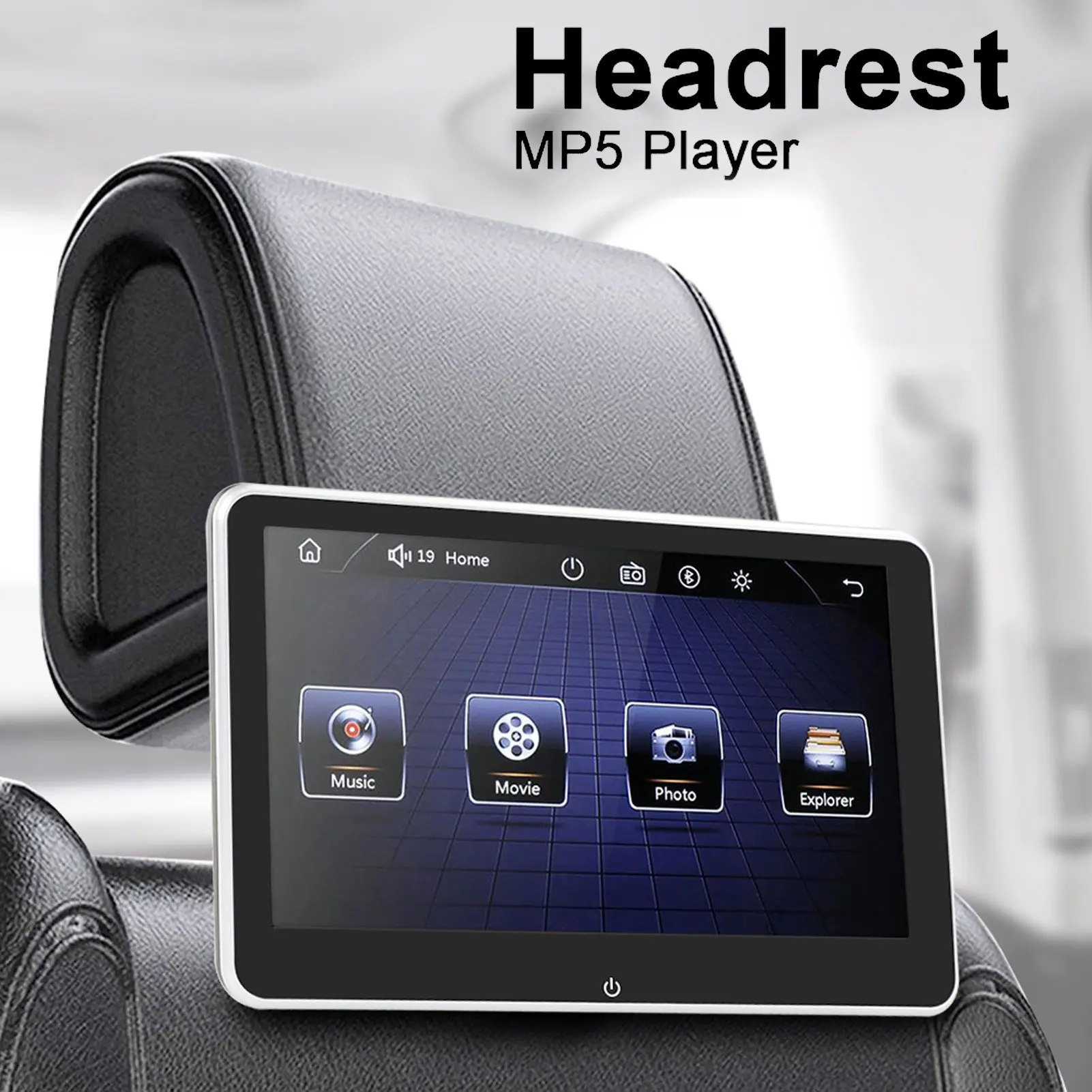 

Car Headrest Monitor 8in IPS Touch Screen MP5 Player Rear Seat Entertainment System DC 12V