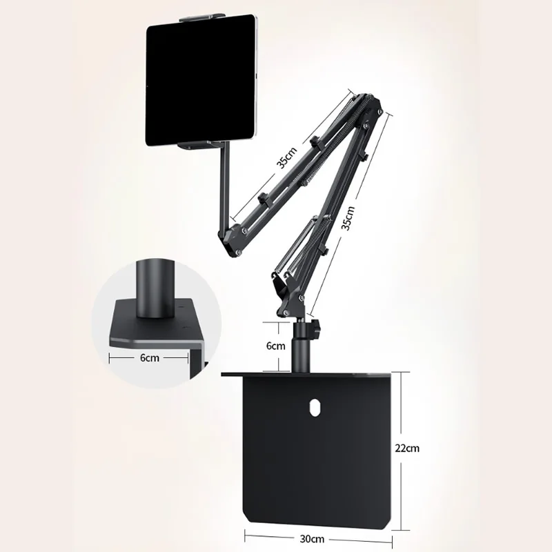 Graus Cama Tablet Suporte para 412.9 Polegadas Telemóveis Tablets Preguiçoso Braço Cama Mesa Tablet Montar Suporte para Ipad Mini Clipe Livre 360 - Imagem 4