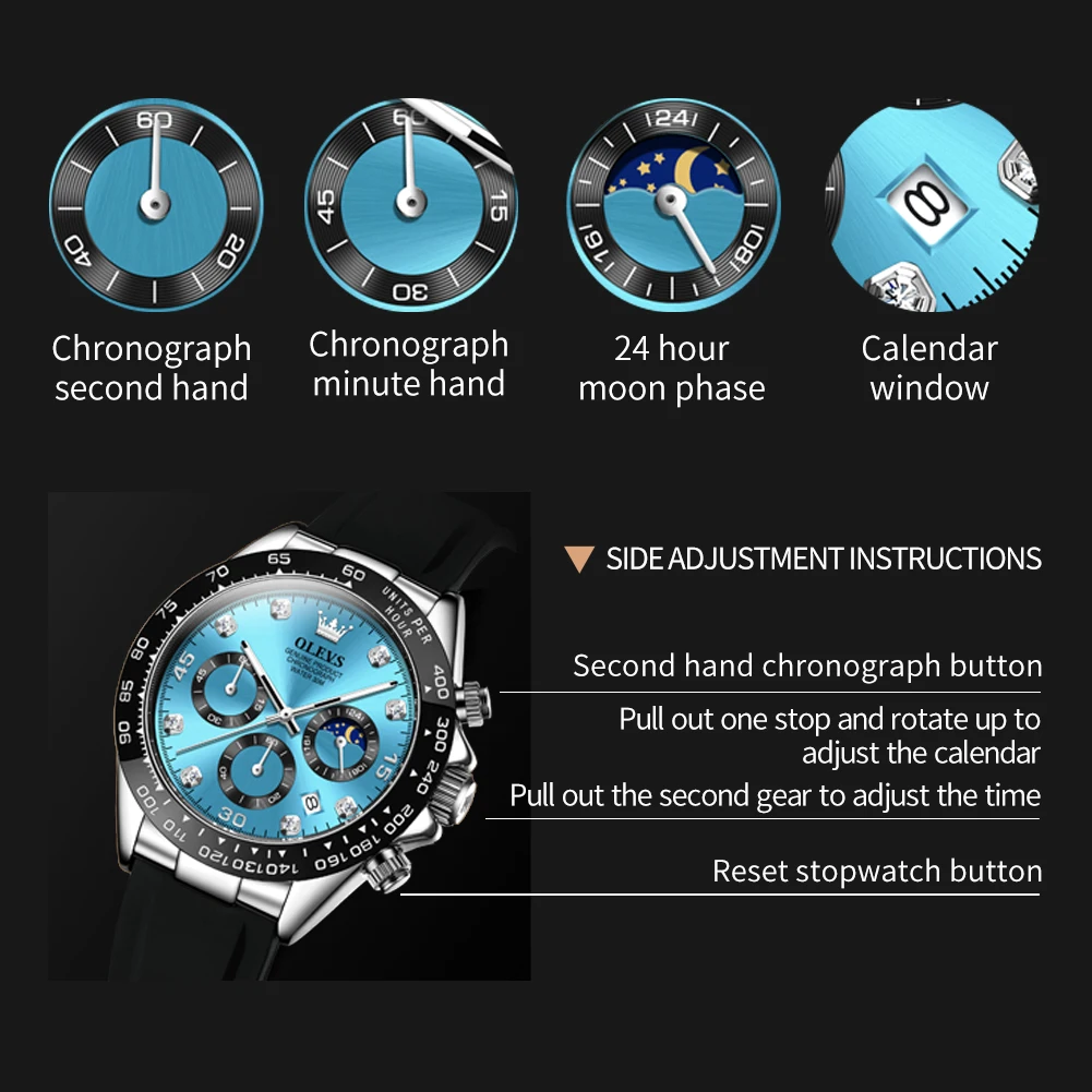 OLEVS 2875 Men Watch Quartz Top Brand Waterproof Luminous Watch for Men Three Small Dial Sport Wristwatch Chronograph Date Reloj quartz watch