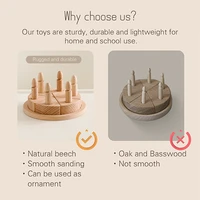 Baby Birthday Party Decorations Wooden Cartoon Cake Montessori Toys Photography Accessories For Newborns Wooden Toys Baby  Gift 2