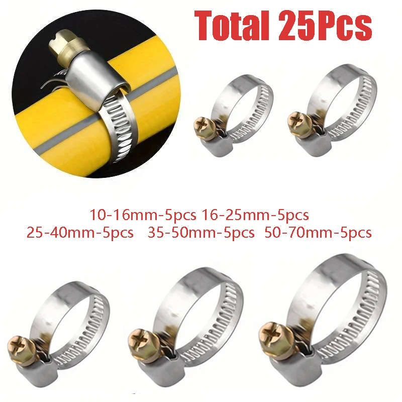 Hose Pipe Clamps 16mm-70mm Cross German Clamp Clips for Air Water Pipe Fuel 25pcs
