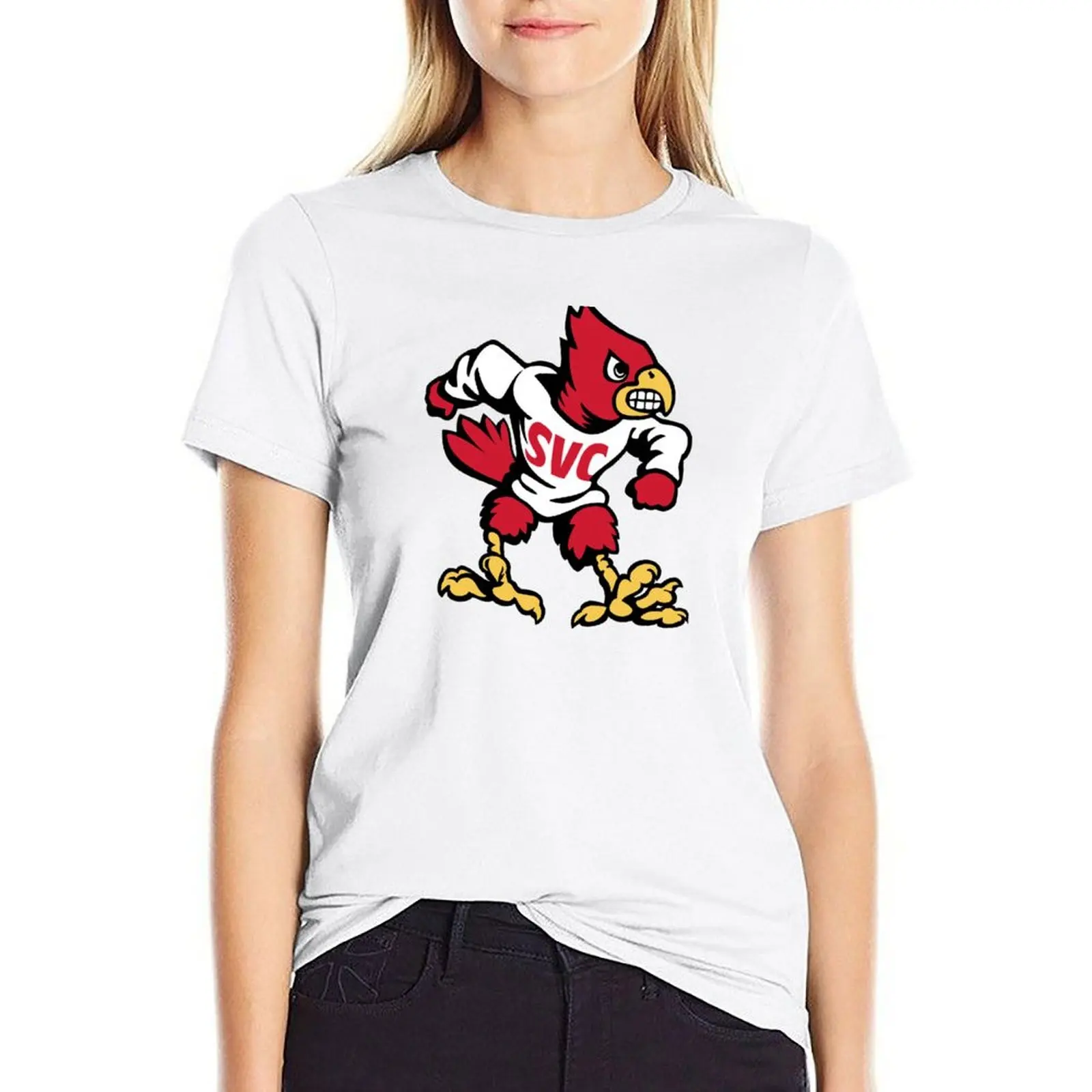 

SV College Cardinals T-shirt graphics summer tops black t shirts for Women