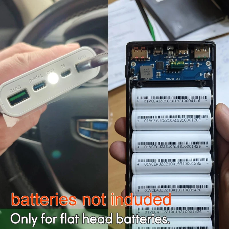Battery Case No 18650 Battery DIY Power Bank Case 22.5W Storage Box PD QC3.0 Dual USB Type C Batteries Holder 5V Quick Charge For Phones