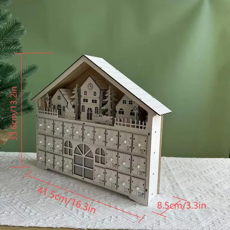 Christmas wooden advent calendars Reusable Fidget Calendar Wood Countdown Calendar 24 Drawers with LED Light