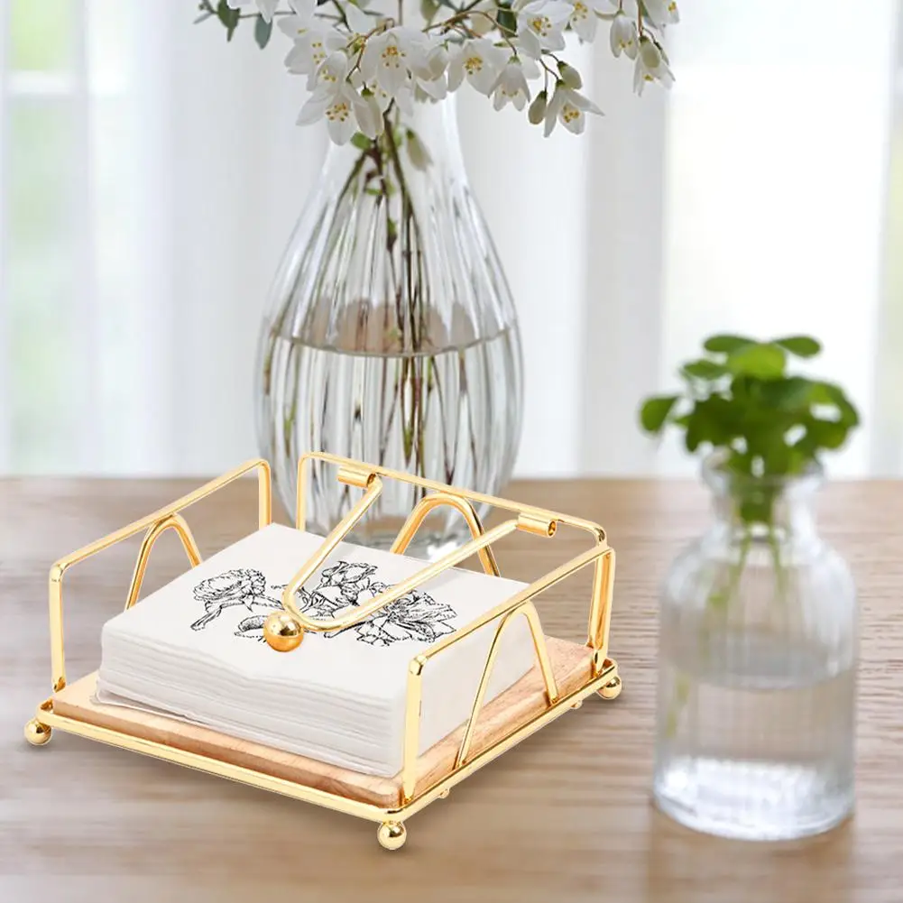 

Flat Napkin Holder Metal Kitchen Napkin Holder With Weighted Tension Arm Rustic Tissue Paper Dispenser For Countertop Table F6D1