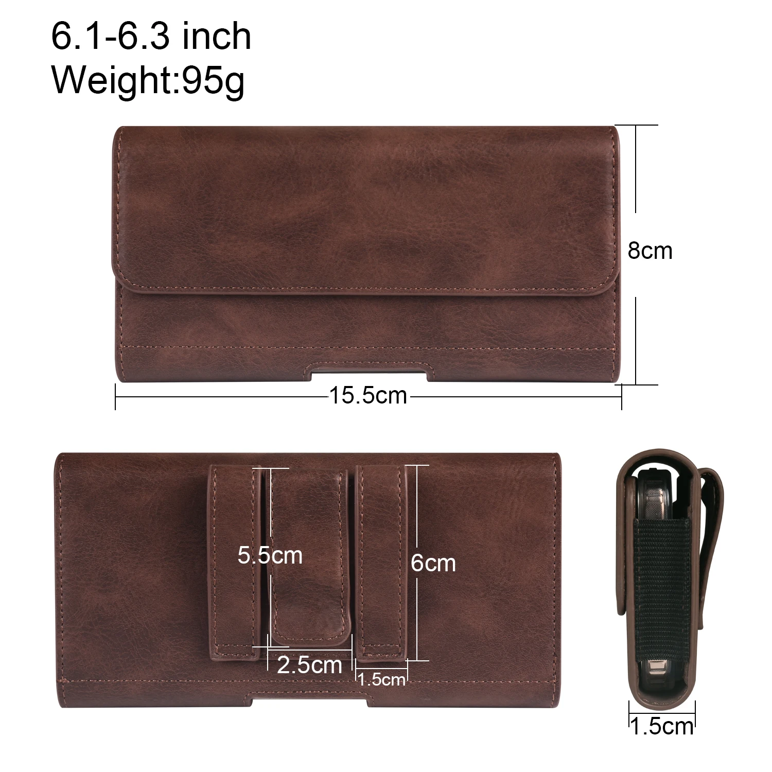 Universal Horizontal Elastic Waist Phone Pouch with Card Pocket - PU Material Holster