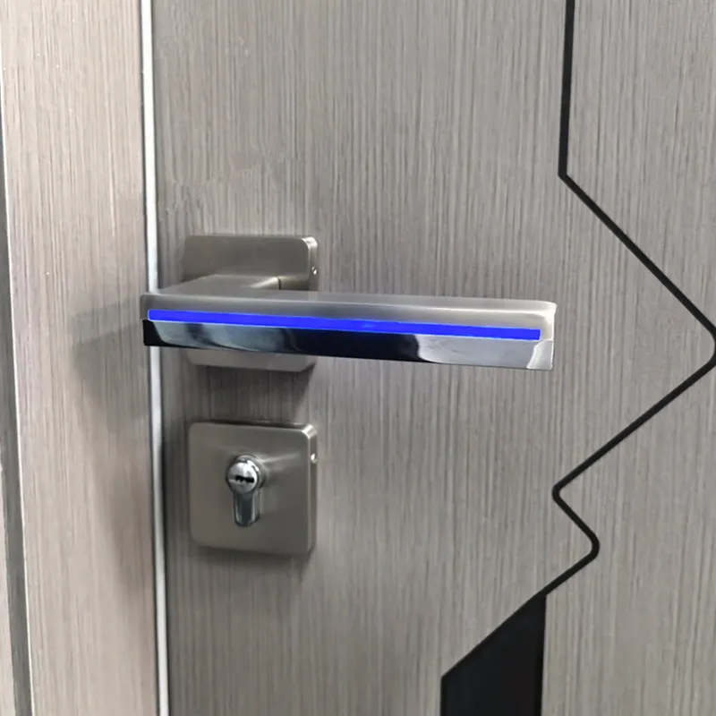 LED Light Interior Door Locks Handle Zinc Alloy Rosette and Plate Door Lever Set Wood Passage Lock For Bedroom led door lock set