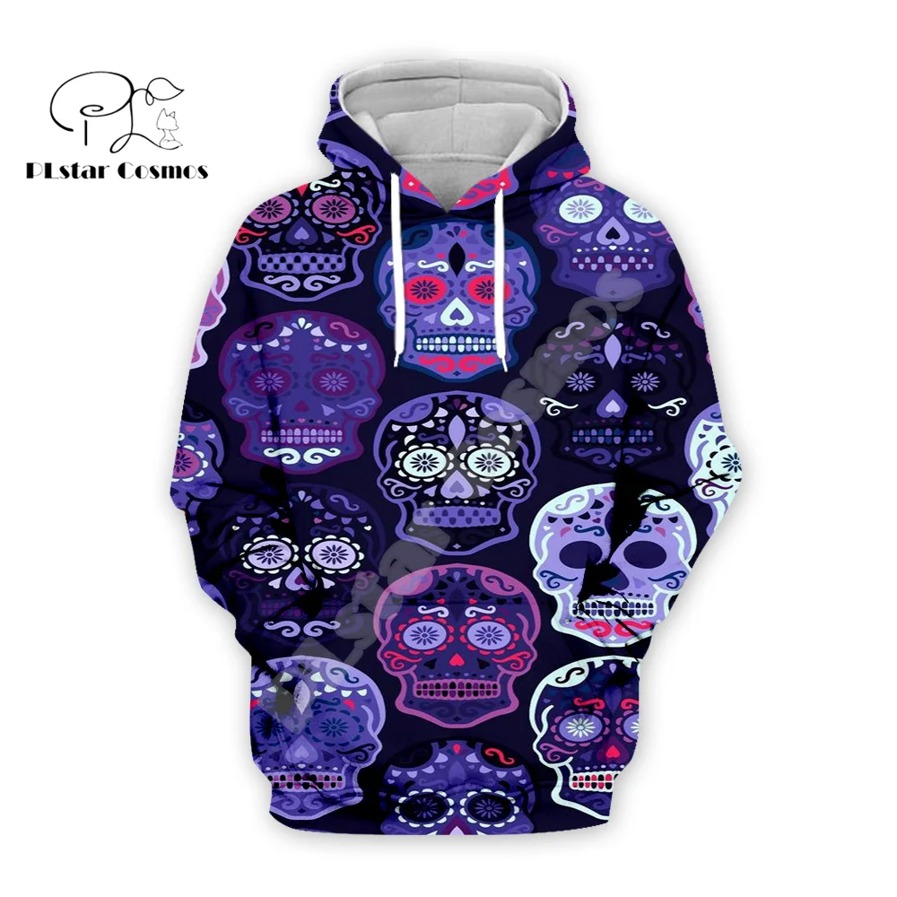 Halloween Pumpkin Skull Ghost Tattoo Retro Colorful Tracksuit Harajuku Pullover 3DPrint Streetwear Casual Jacket Funny Hoodies P