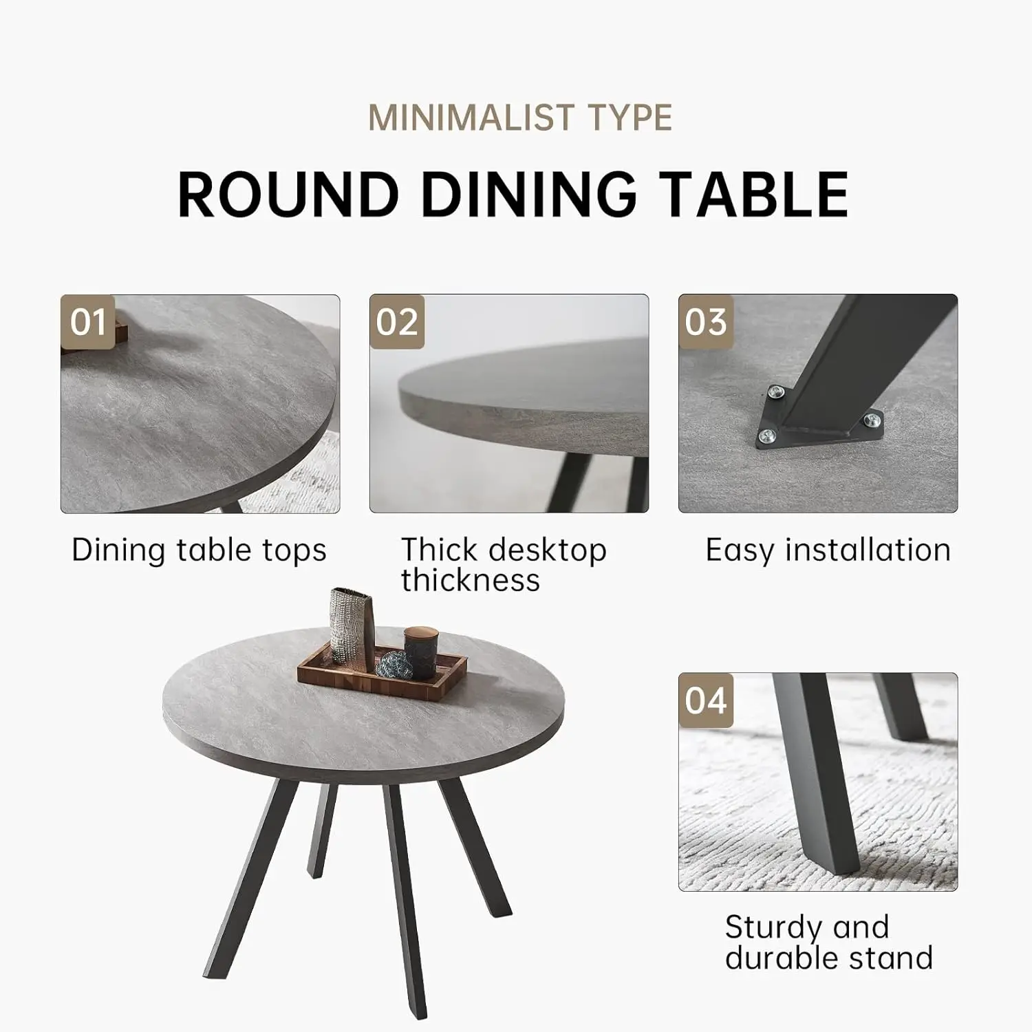 34.6'' Round Dining Table and Chairs for 2, Space Saving Modern Casual Coffee Table Set for Apartment Kitchen Dining Room