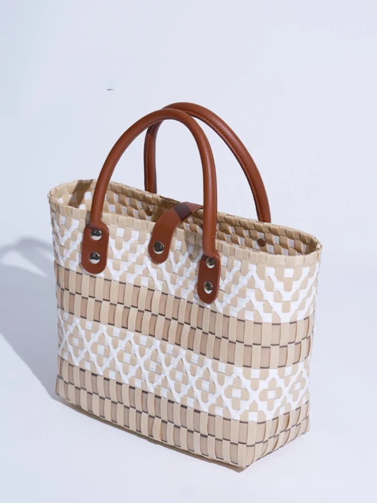JNMC Handmade Woven Women's Fashionable And Minimalist Buckle Shopping Handbag