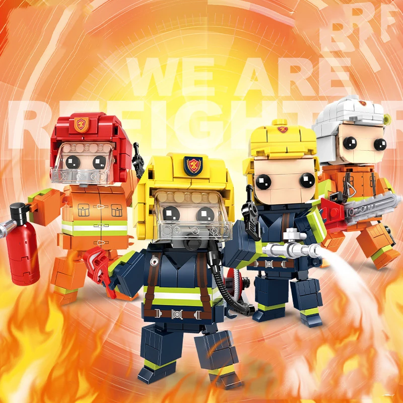 

City Fire Rescue Series Firefighter Doll Desktop Ornament Building Blocks Bricks Toys Gifts