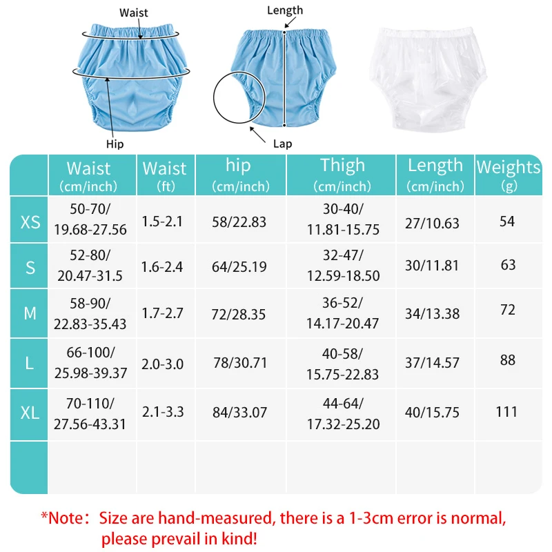 Adult Waterproof Reusable Leak-Proof Diaper Cover - Solid Color, Washable, and Durable