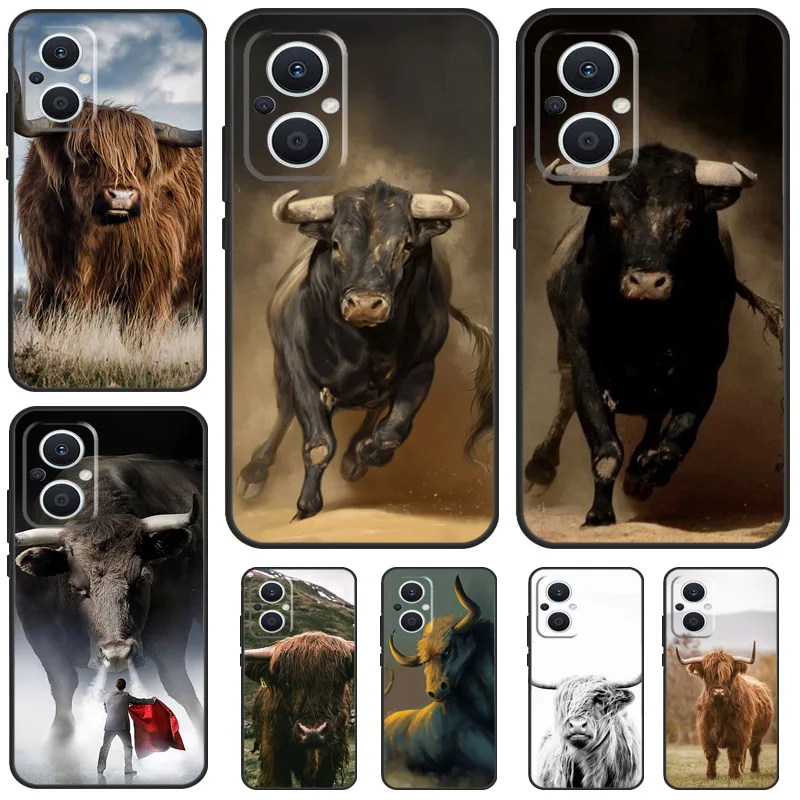 Custodia Bull Animal Per Oppo Reno 10 Pro 4 5 6 7 8 Lite 4Z 5Z 8T Trova X3 Neo X2 Lite Trova X5 X6 Pro Cover