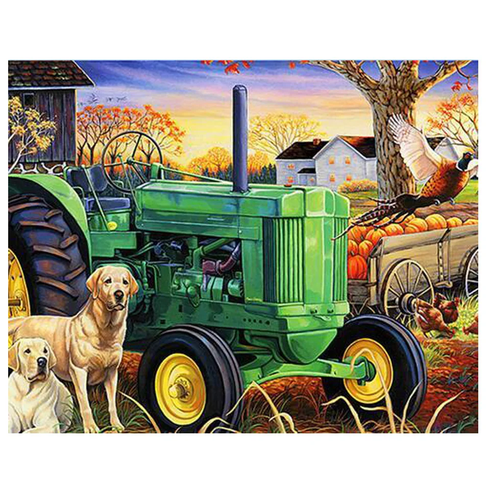 5D Diamant Malerei Traktor - DIY Diamantbild Vollbohrung 25x30cm