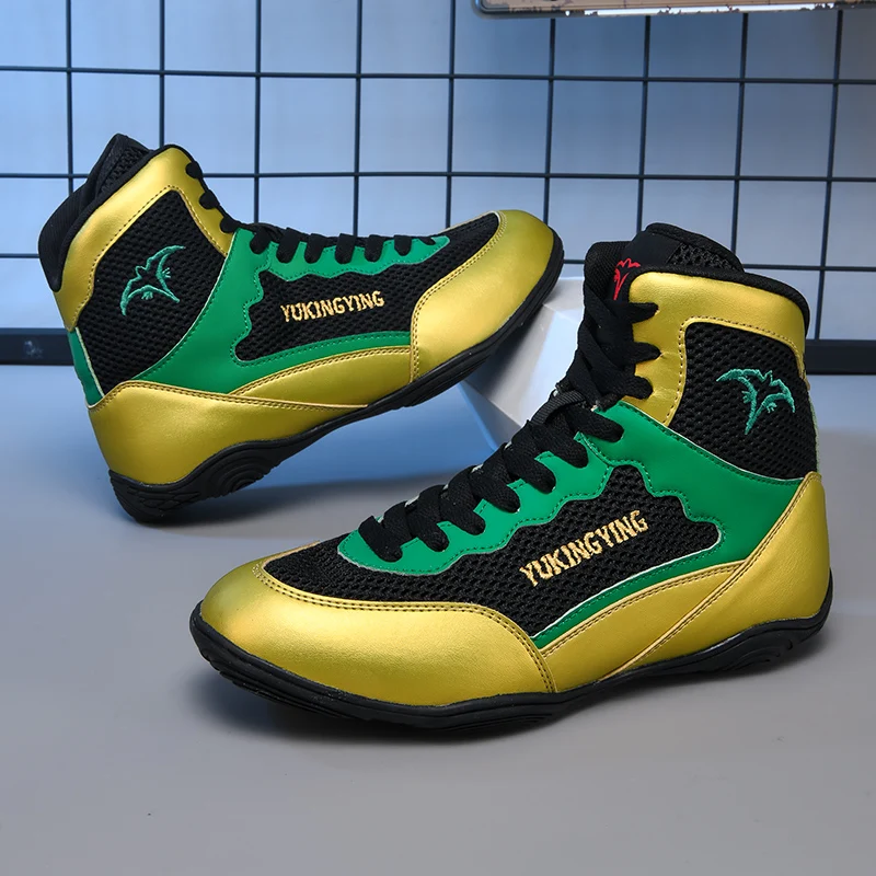 Unisex Boxing Shoes, Professional Muay Thai and Kickboxing Breathable Shoes for Men and Women High Top Training Fight Boots
