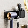 Hair Dryer Holder No Drill Wall Mount Self-Adhesive With Plug Holder Storage Organizer For Bathroom Hotel Barbershop 5