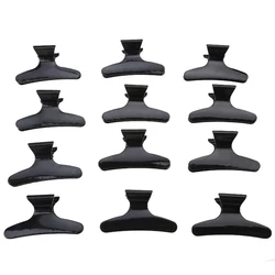 Professional Hair Styling and Sectioning Clips - Set of 12 Claw Clamps for Barbershop and Home Use (Black)