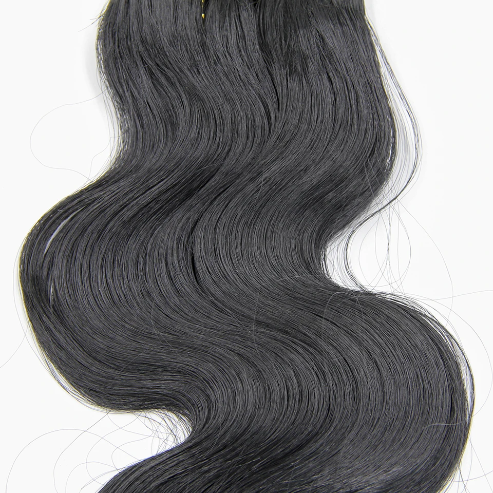 Body Wave Bundles Synthetic Wigs Hair Extension Natural Black Two Tone Colour Heat Resistant Bundles with Free Fringe Hair Weft