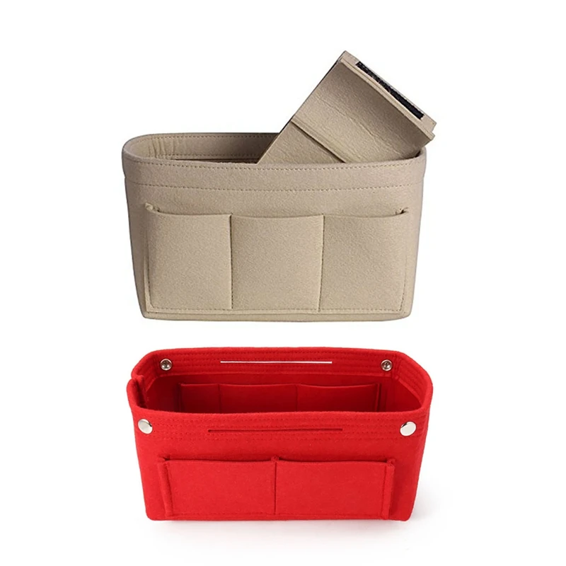 

1X Women Felt Cloth Inner Bag Fits In Insert Handbag Multi-Pockets White & 1Pc Handbag Cosmetic Purse Insert Bag