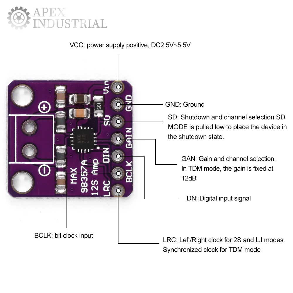 Modulo Amplificatore Audio MAX98357 I2S - Classe D Per Raspberry Pi, ESP32 E Arduino - Foto 11