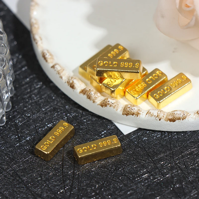 10pcs/set 1:12 Dollhouse Miniature Gold Bars Mini Golden Brick Copper Bullion Model Games Toys for Barbie Doll House Decor Toys