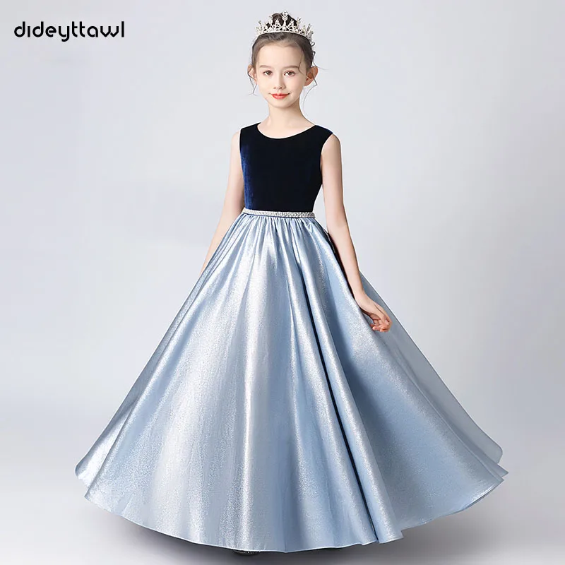 Dideyttawl Elegant Velvet Girl Dresses Sleeveless Concert Dress Junior Christmas Dress Girl Ceremonial Dress