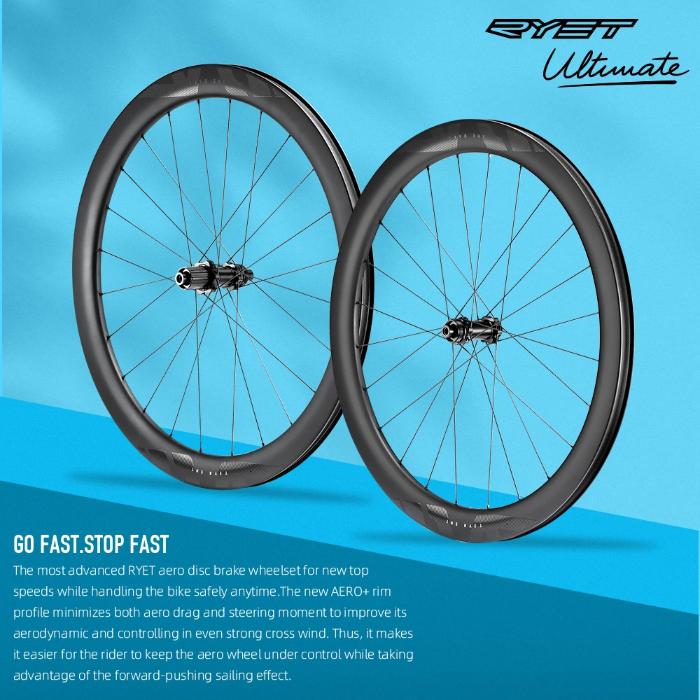 RYET Disc Brake Carbon Wheels Ceramic Road Bike Tubless CLincher