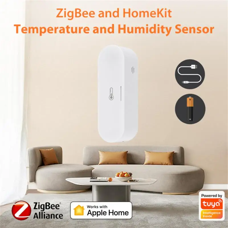 

Tuya Homekit Zigbee Smart Temperature And Humidity Sensor Real-time Powered APP Remote Monitor Works With Alexa Google Home